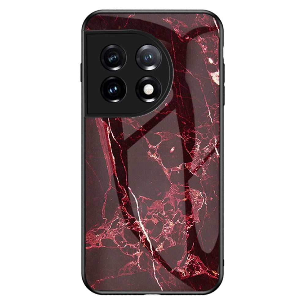 OnePlus 11 Skal med Glasbaksida - Red Marble