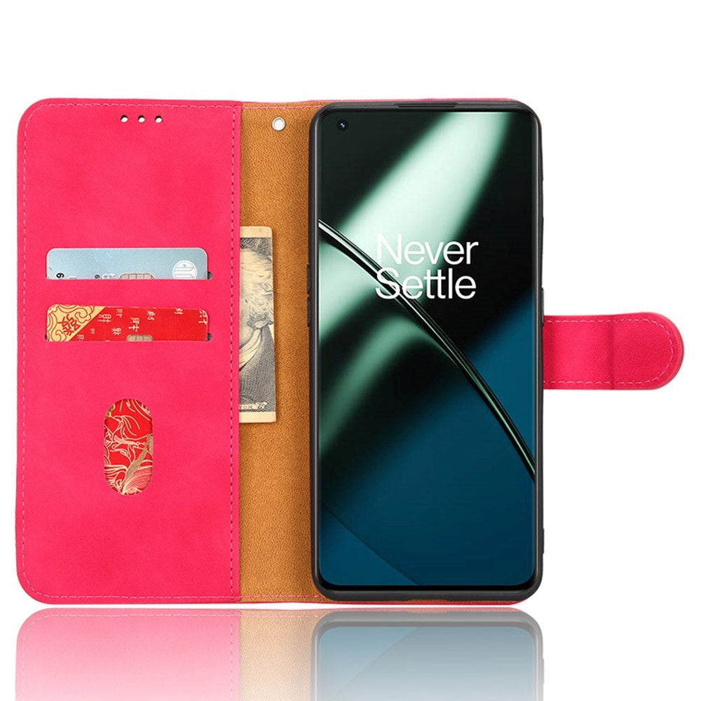 OnePlus 11 PU Läder Plånboksfodral med Stativ Funktion - Rosa