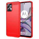 Motorola Moto G13 / G23 Brushed Carbon Fiber Plast Skal - Röd