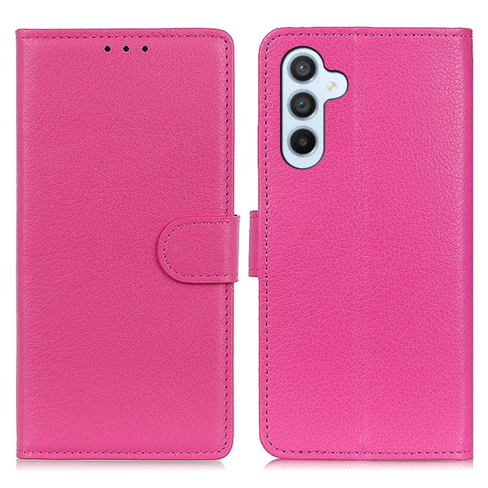 Samsung Galaxy A24 Plånboksfodral Imitationsläder Litchi-textur - Rosa