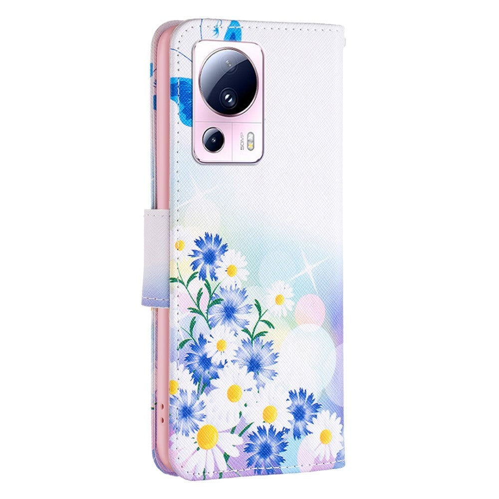 Xiaomi 13 Lite Plånboksfodral - Imitationsläder - Fjäril och Blommor