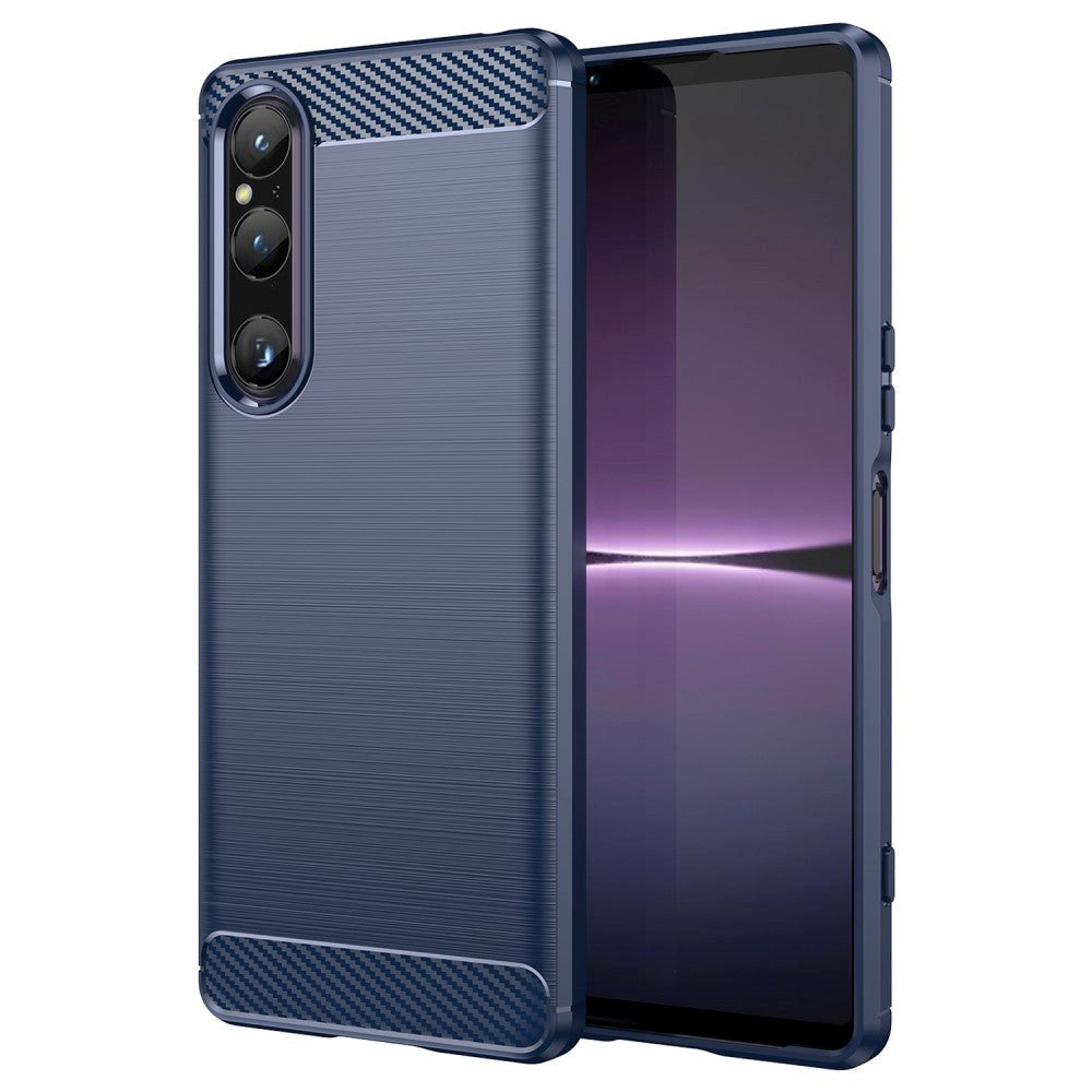 Sony Xperia 1 V Brushed Carbon Skal - Blå