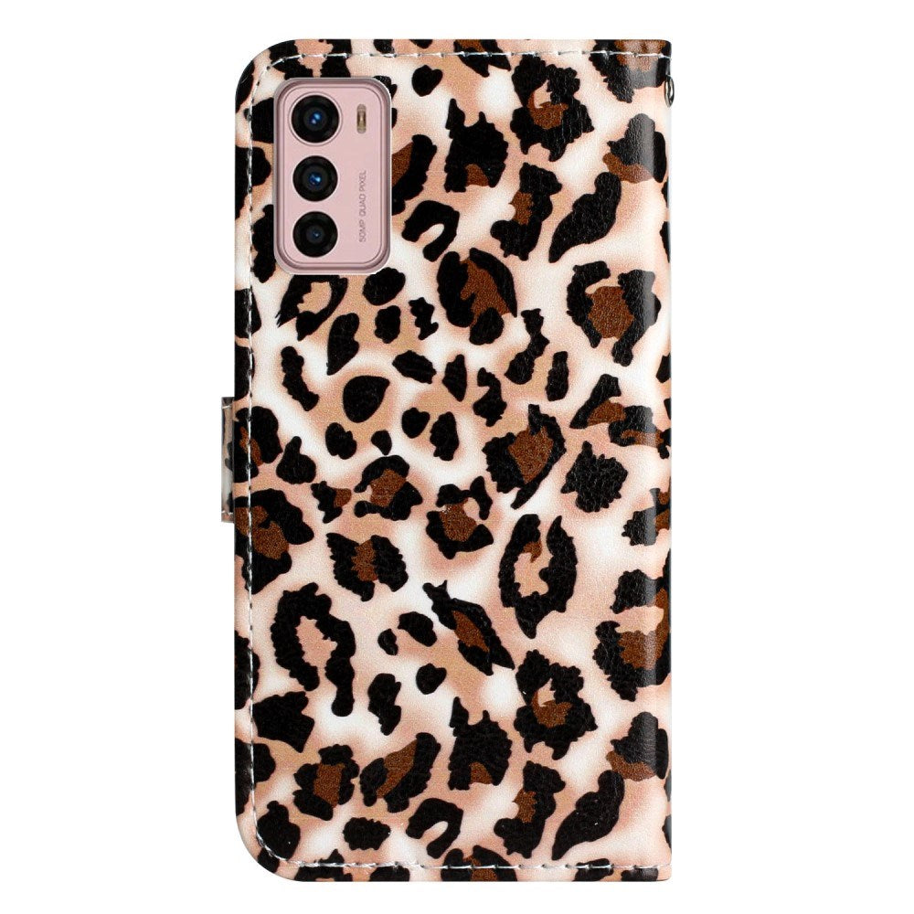 EIDERWOOD Motorola Moto G42 Läder Plånboksfodral med Rem - Leopard