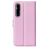 Sony Xperia 1 V Litchi Läder Plånboksfodral - Rosa