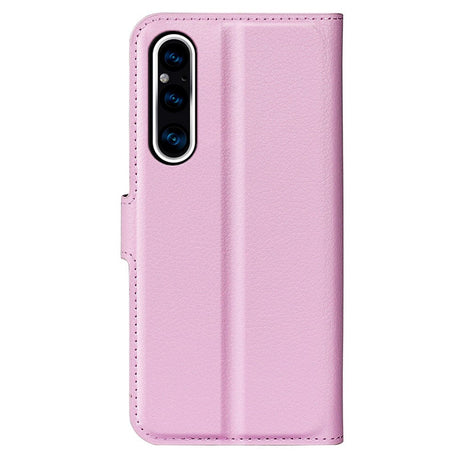 Sony Xperia 1 V Litchi Läder Plånboksfodral - Rosa