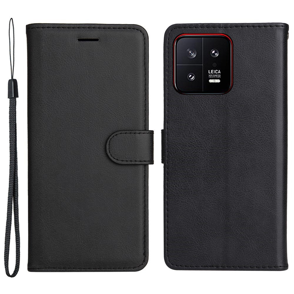 EIDERWOOD Xiaomi 13 Konstläder Flip Fodral m. Rem - Svart