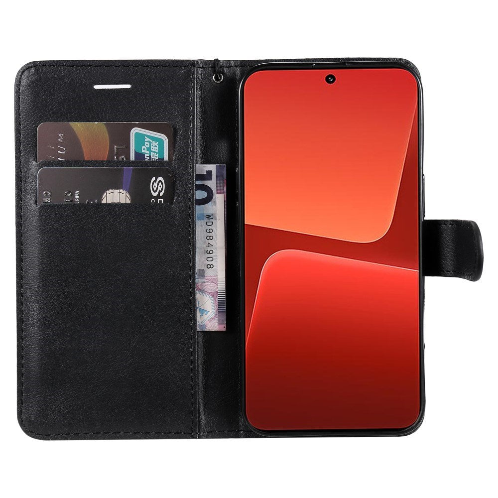 EIDERWOOD Xiaomi 13 Konstläder Flip Fodral m. Rem - Svart