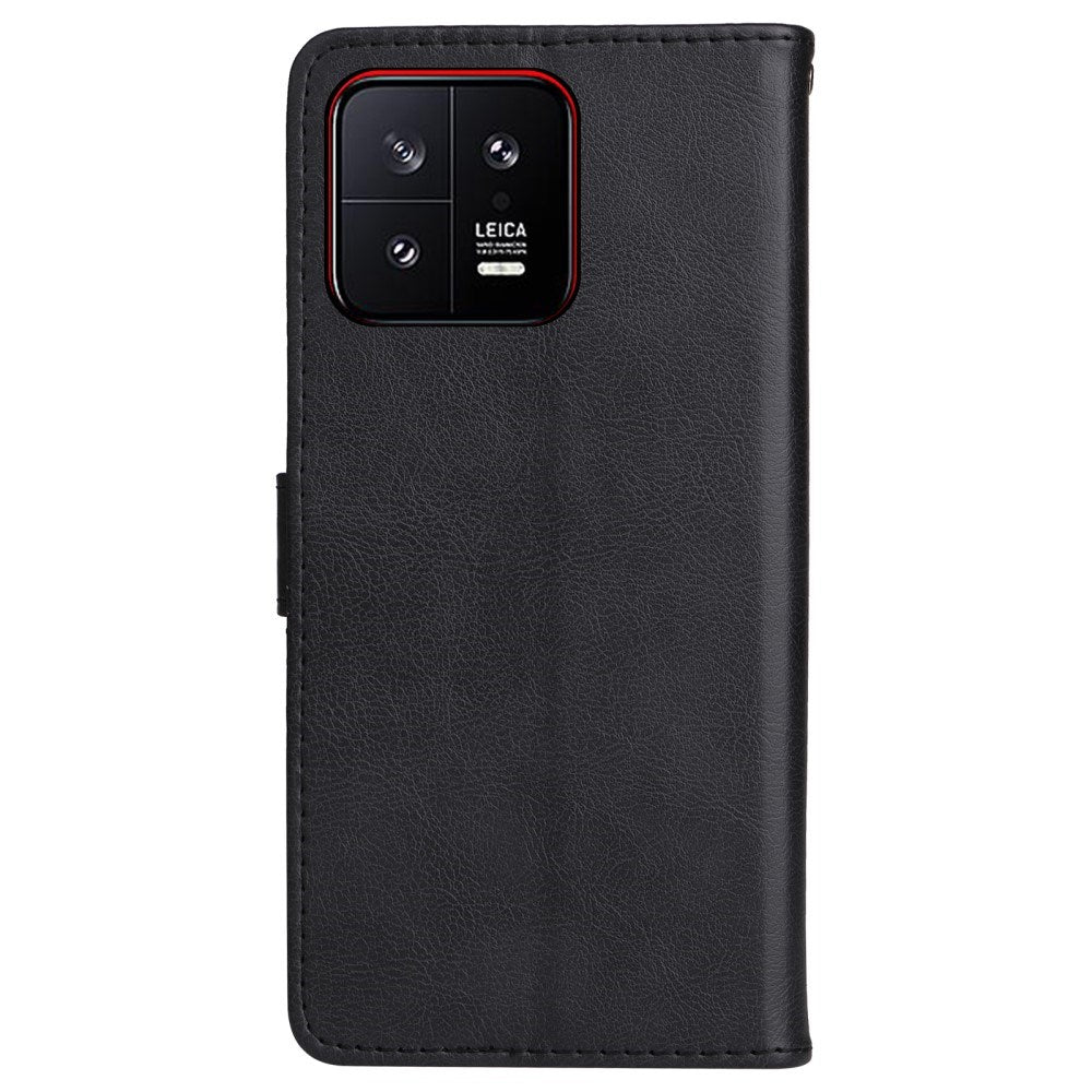 EIDERWOOD Xiaomi 13 Konstläder Flip Fodral m. Rem - Svart