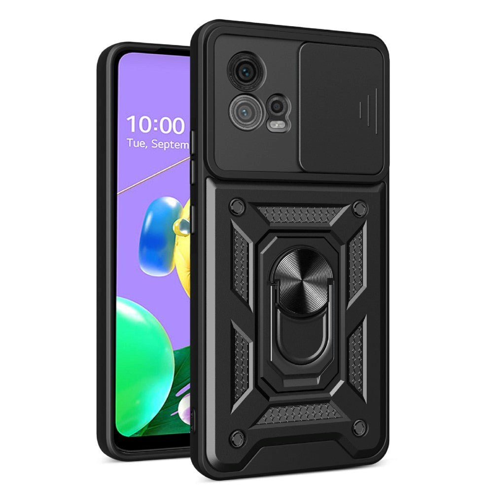 Motorola Moto G72 Tåligt Skal med Magnetisk Stativfunktion och Camslider - Svart