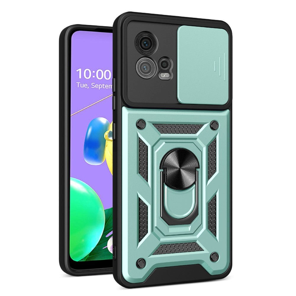 Motorola Moto G72 Tåligt Skal med Magnetisk Stativfunktion och Camslider - Grön