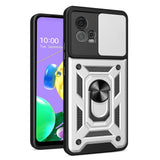 Motorola Moto G72 Tåligt Skal med Magnetisk Stativfunktion och Camslider - Silver