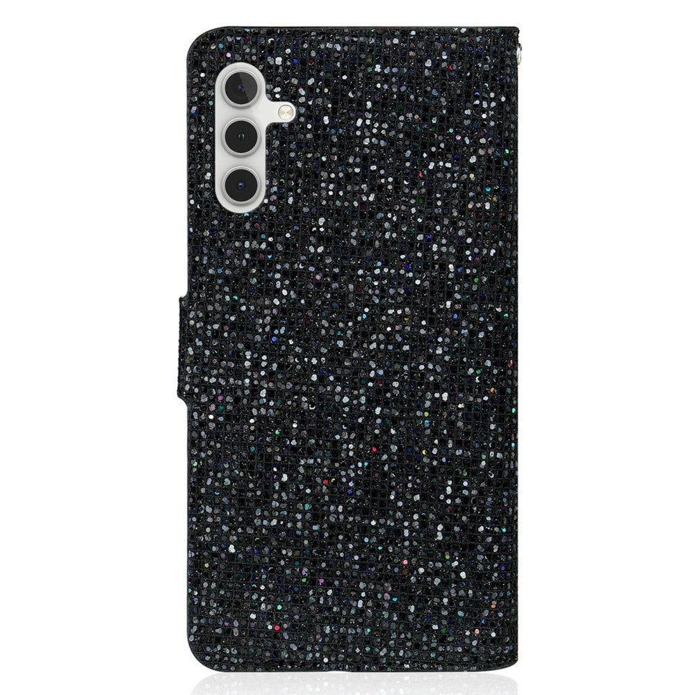 Samsung Galaxy A24 Plånboksfodral med Rem - Svart Glitter