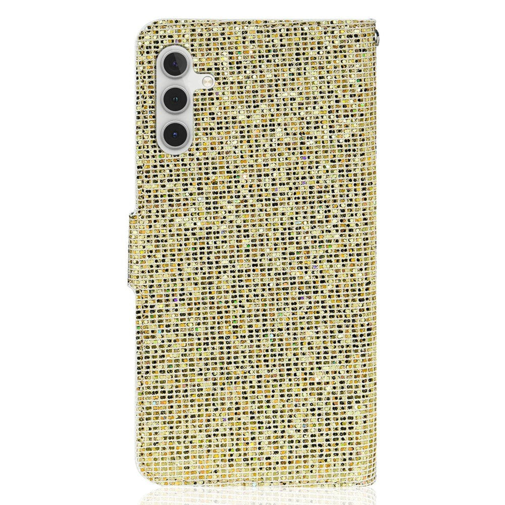 Samsung Galaxy A24 Plånboksfodral med Rem - Guldigt Glitter