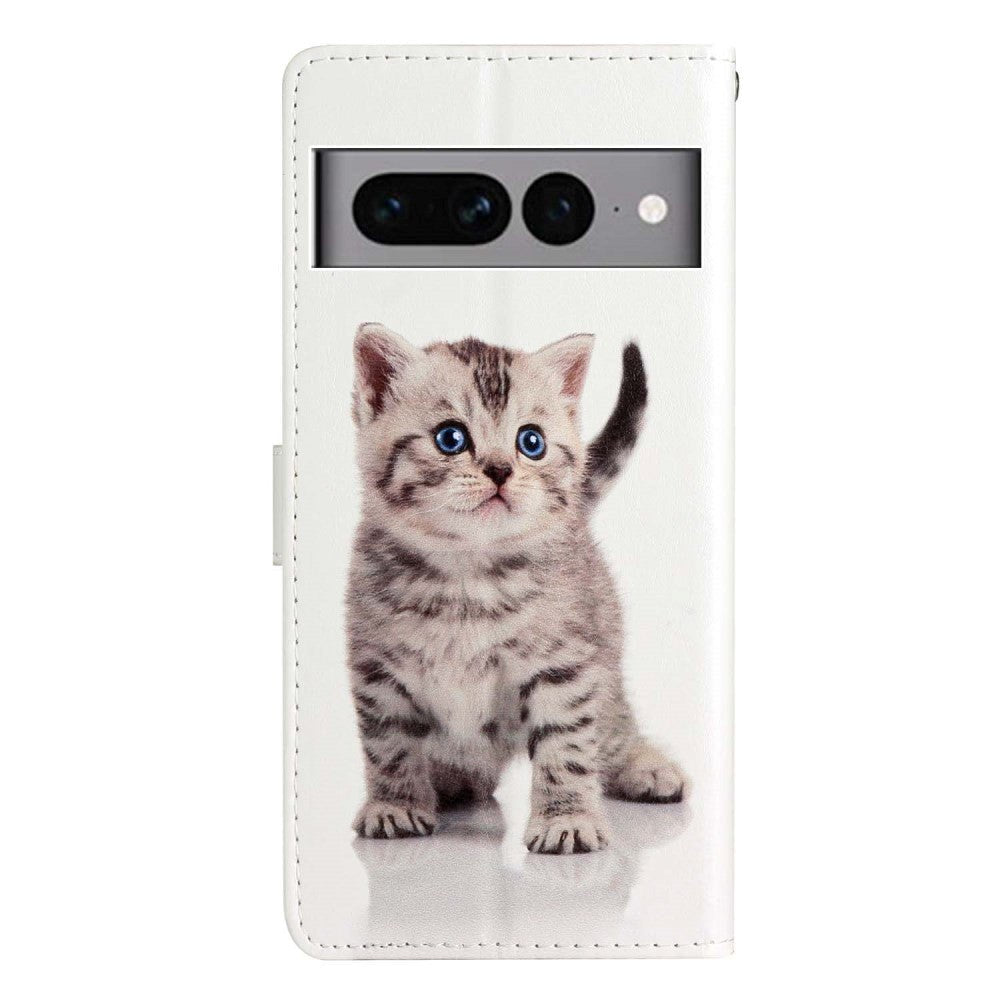 Google Pixel 7 Pro Plånboksfodral Imitationsläder med Rem - Söt Katt