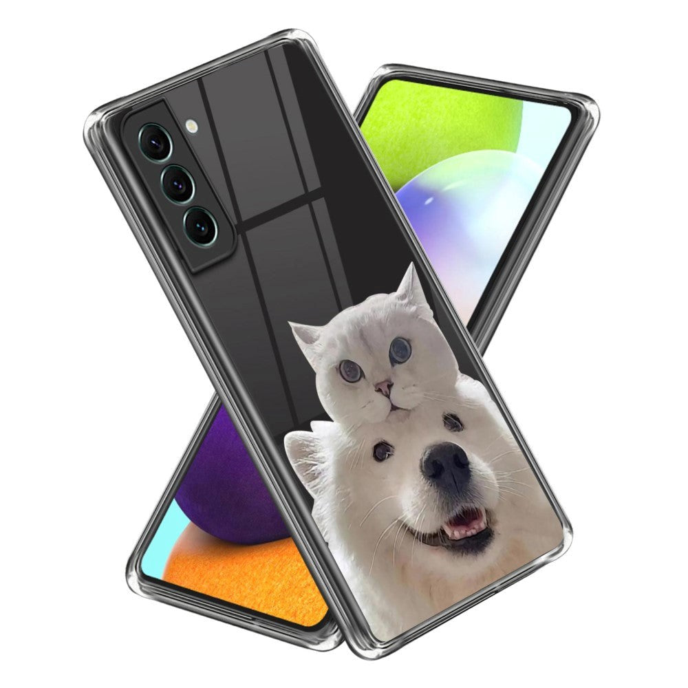 Samsung Galaxy S23 Skal Flexibel Plast - Transparent / Hund och Katt