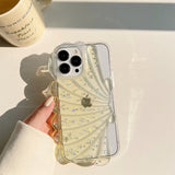 iPhone 14 Pro 3D Plastskal Flexibelt med Mussla / Transparent - Gul