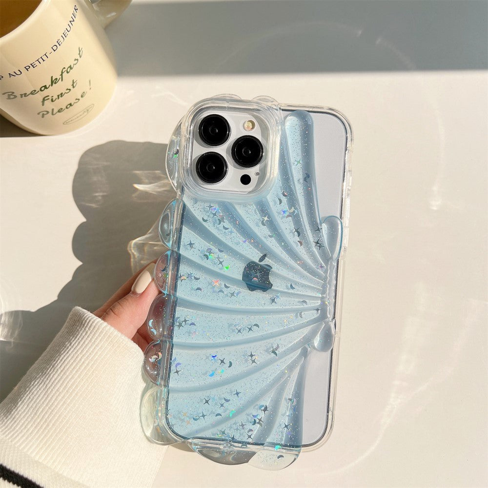 iPhone 13 Pro 3D Skal TPU-plast - Musselskal - Transparent / Blå