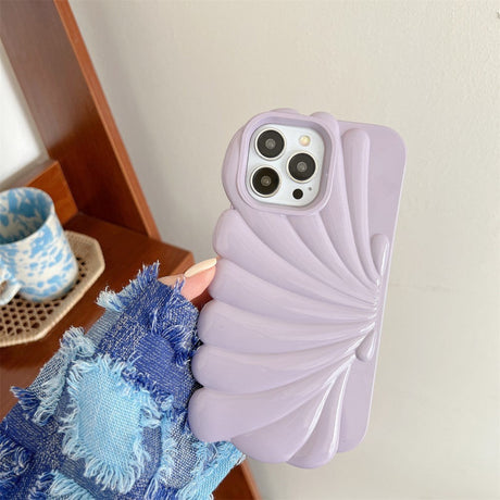 iPhone 14 Pro Flexibelt Skal - Seashell Design - Lila