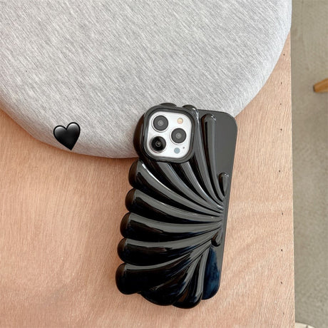 iPhone 14 Pro Flexibelt Skal - Seashell Design - Svart