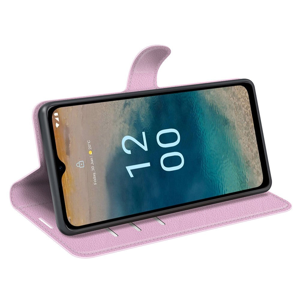 Nokia G22 Litchi Läder Plånboksfodral - Rosa