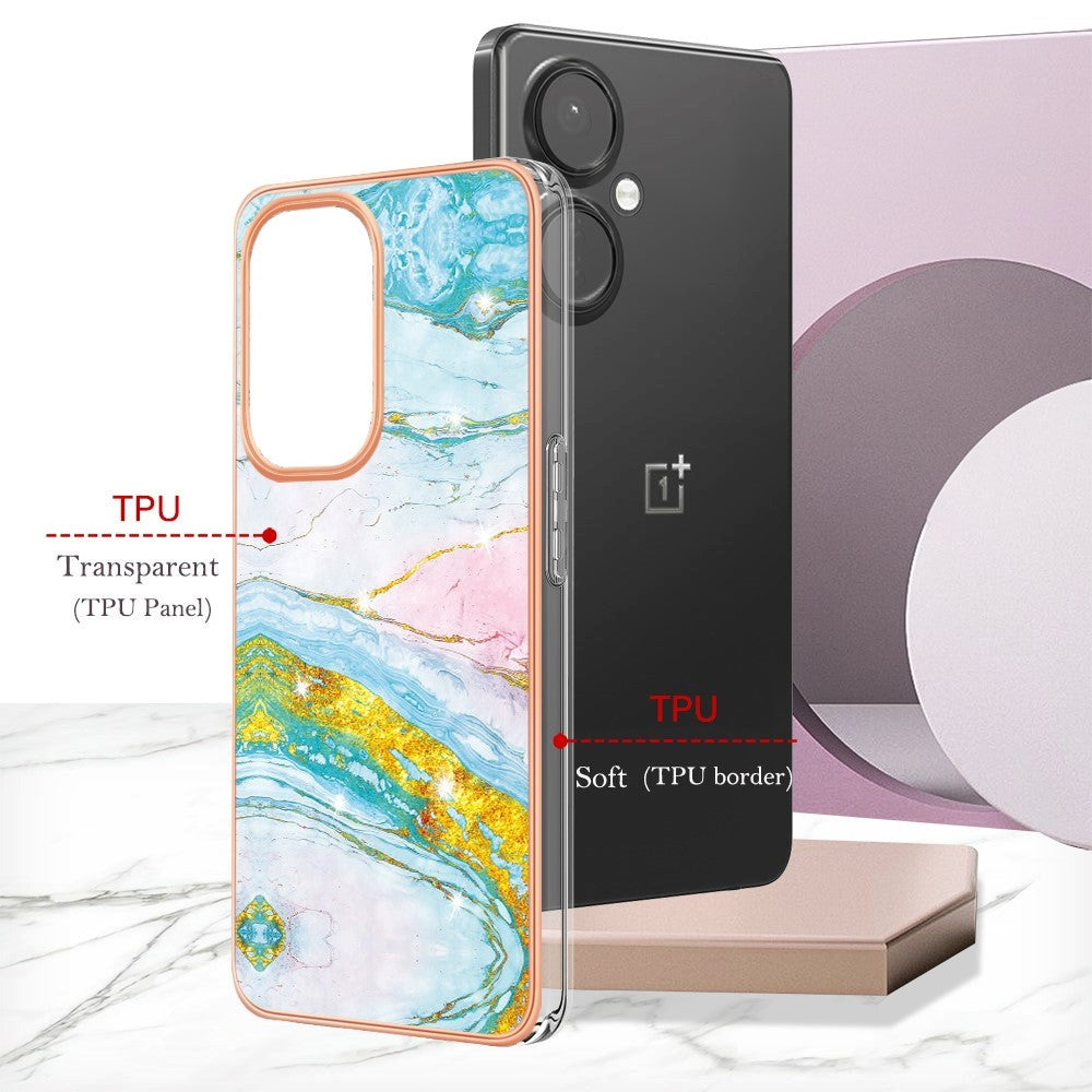 OnePlus Nord CE 3 Lite (5G) Hybrid Plast Skal - Turkos / Guld Marmor