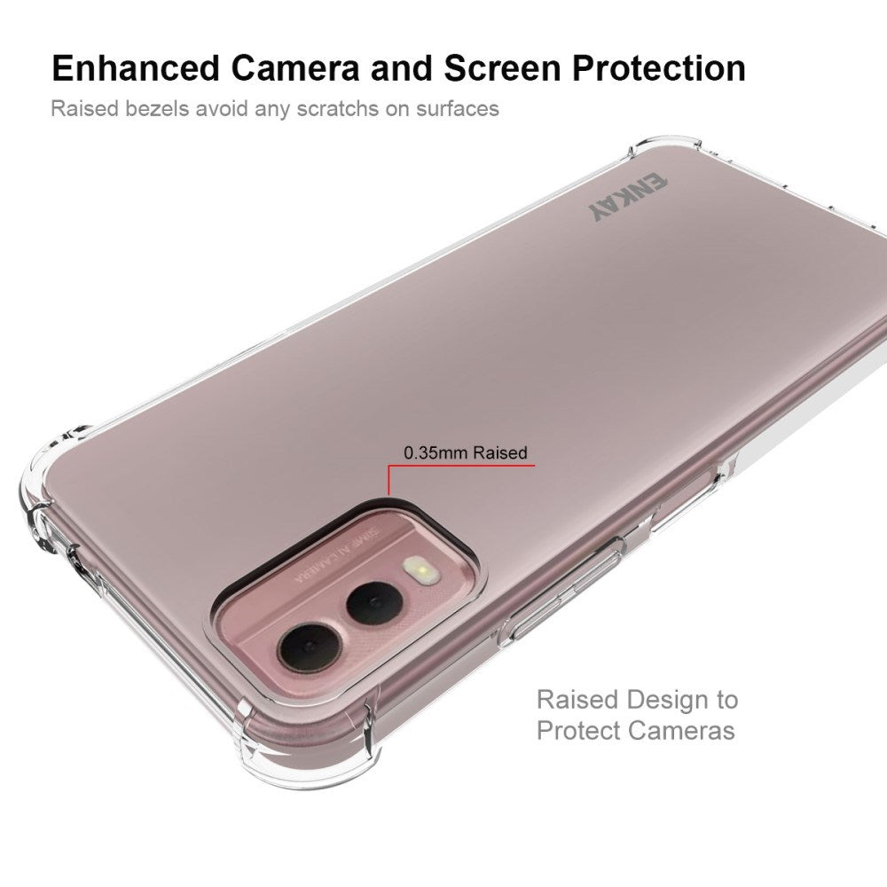 EIDERWOOD Nokia C32 Flexibelt Plast Skal med Starka Hörn - Genomskinlig