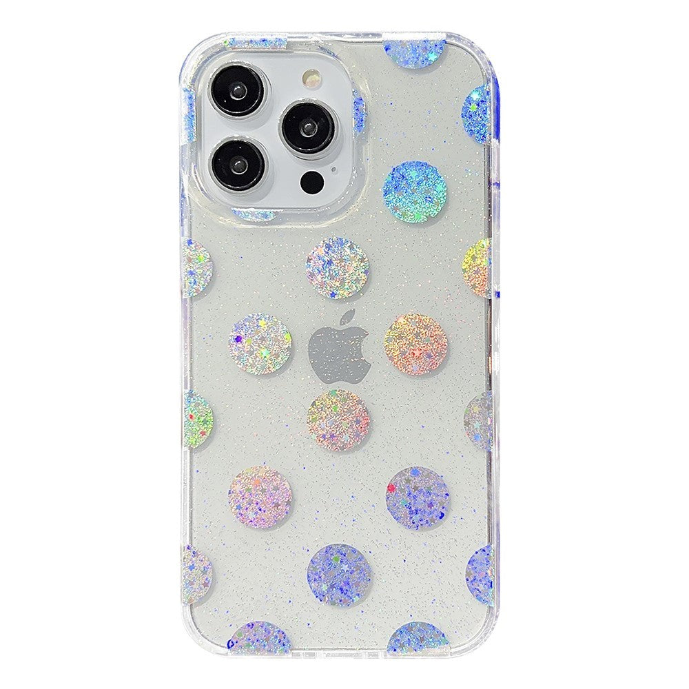 iPhone 14 Pro Hybrid Glitter Plast Skal - Prickar