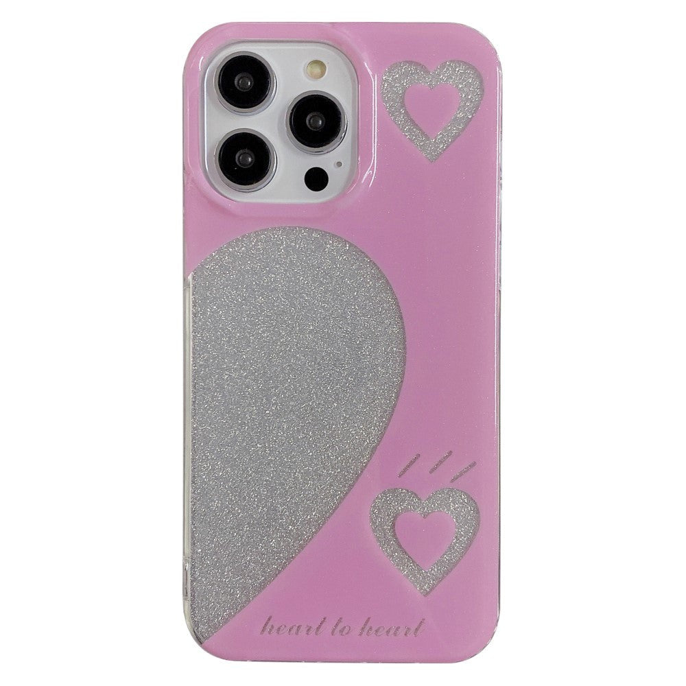 iPhone 13 Pro Glitter Plast Skal - Heart To Heart