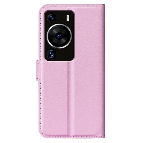 Huawei P60 Pro Litchi Läder Plånboksfodral - Rosa