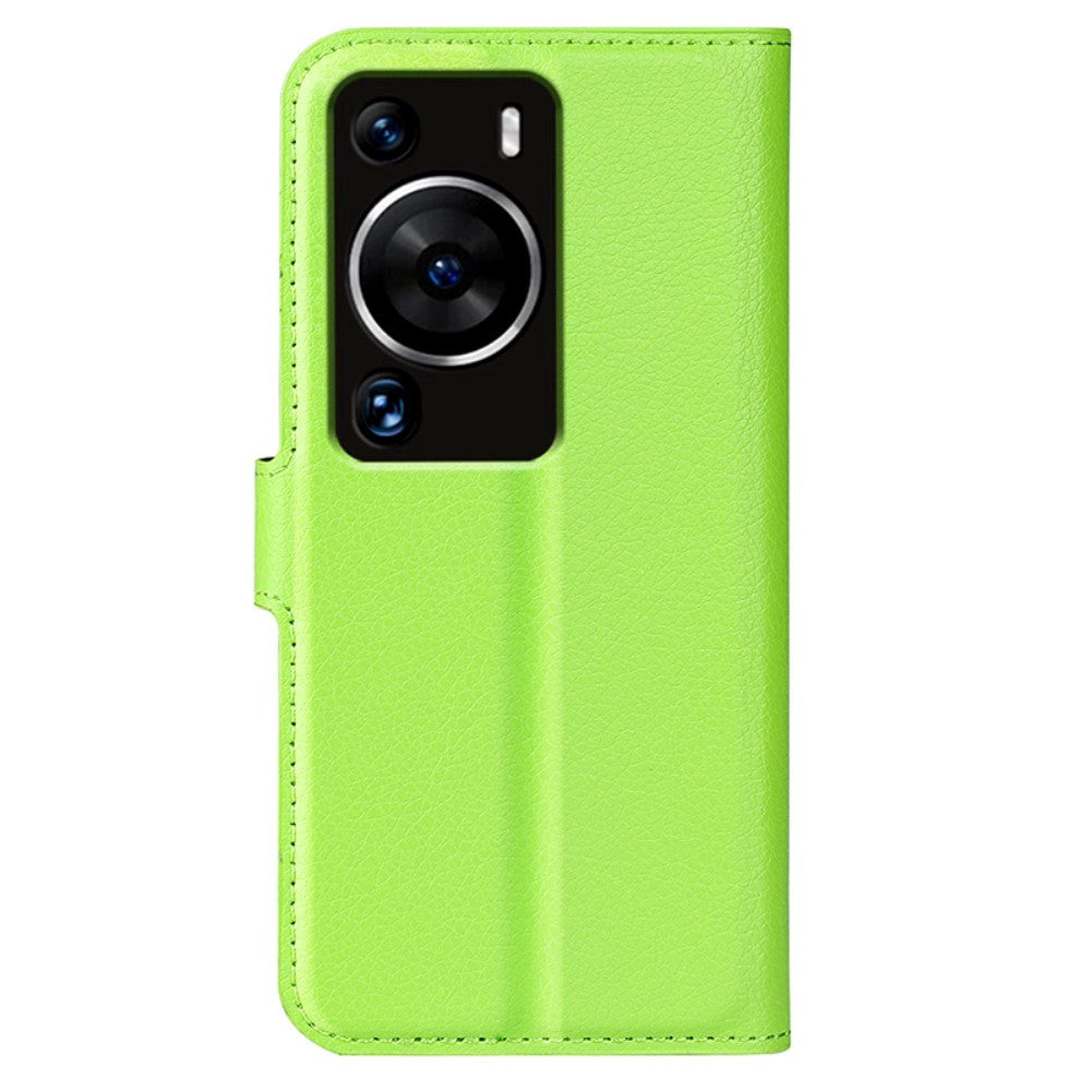 Huawei P60 Pro Litchi Läder Plånboksfodral - Grön