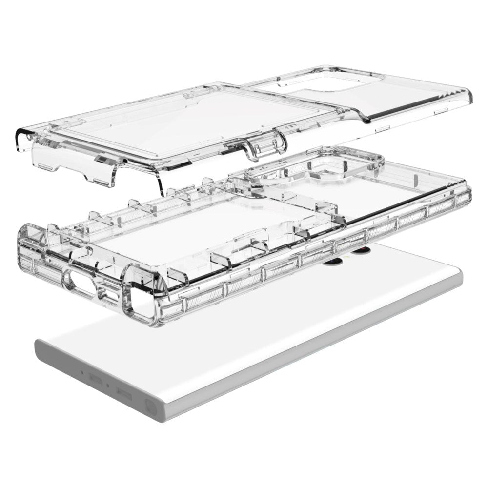 Samsung Galaxy S23 Ultra Hybrid Tåligt Skal med Korthållare - Genomskinlig