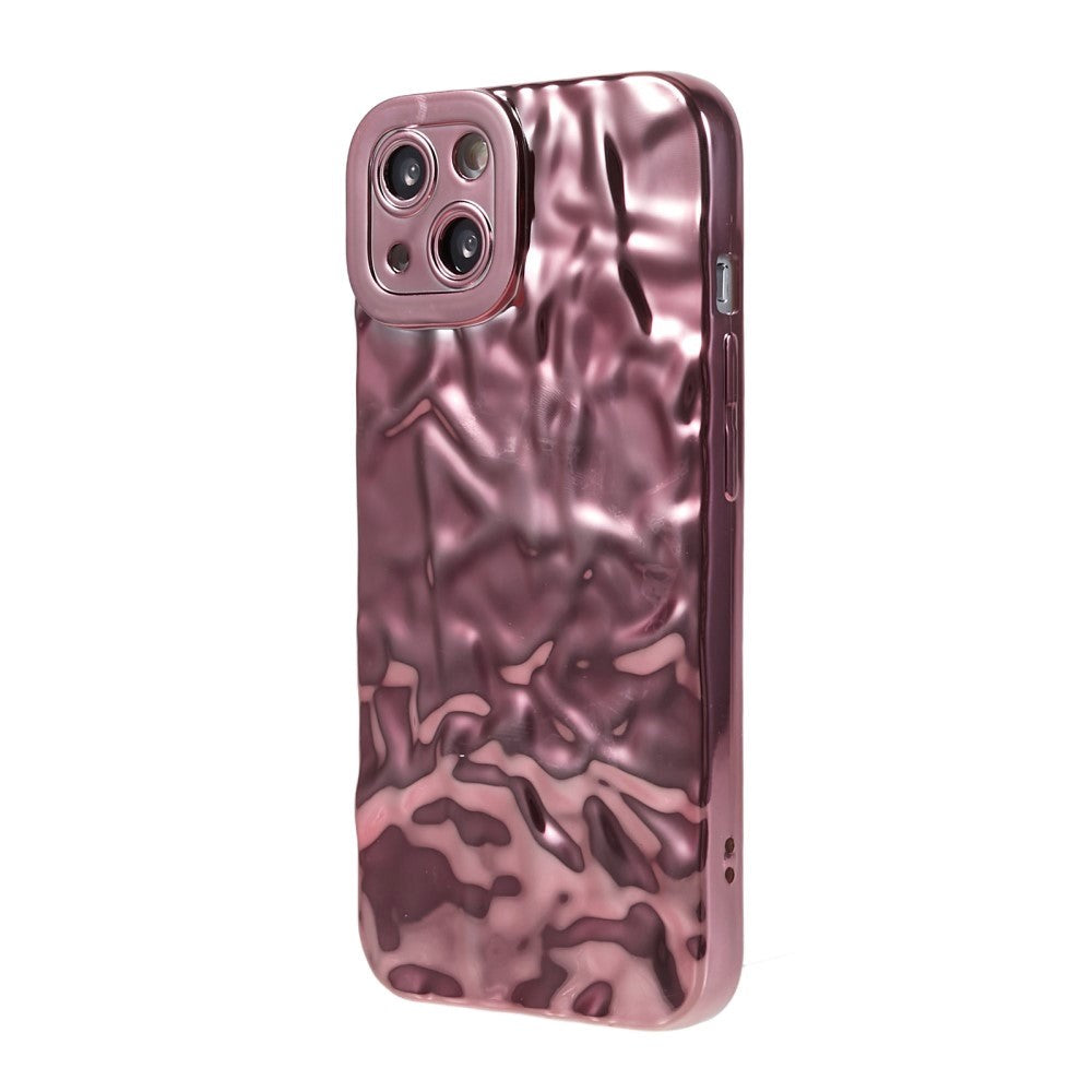 iPhone 13 Glänsande Flexibelt Plast Skal - Vågigt Design - Rose Gold