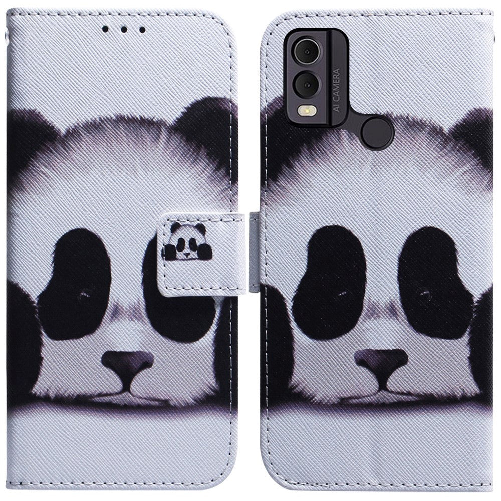 Nokia C22 PU-Läder Plånboksfodral m. Tryck - Panda