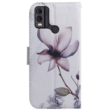 Nokia C22 PU-Läder Plånboksfodral m. Tryck - Blomma