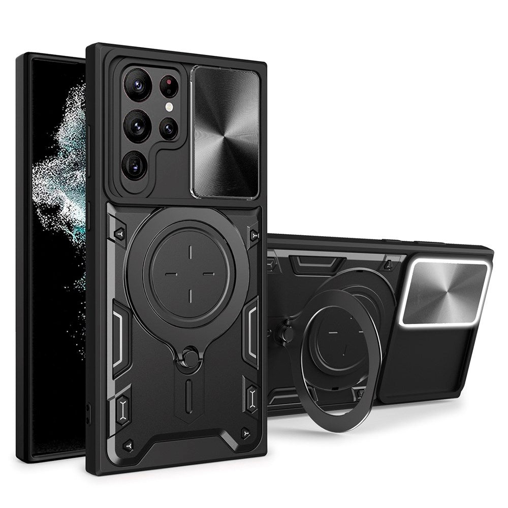 EIDERWOOD Samsung Galaxy S22 Ultra Hantverkar Skal m. Kickstand & Cam Slider - Svart