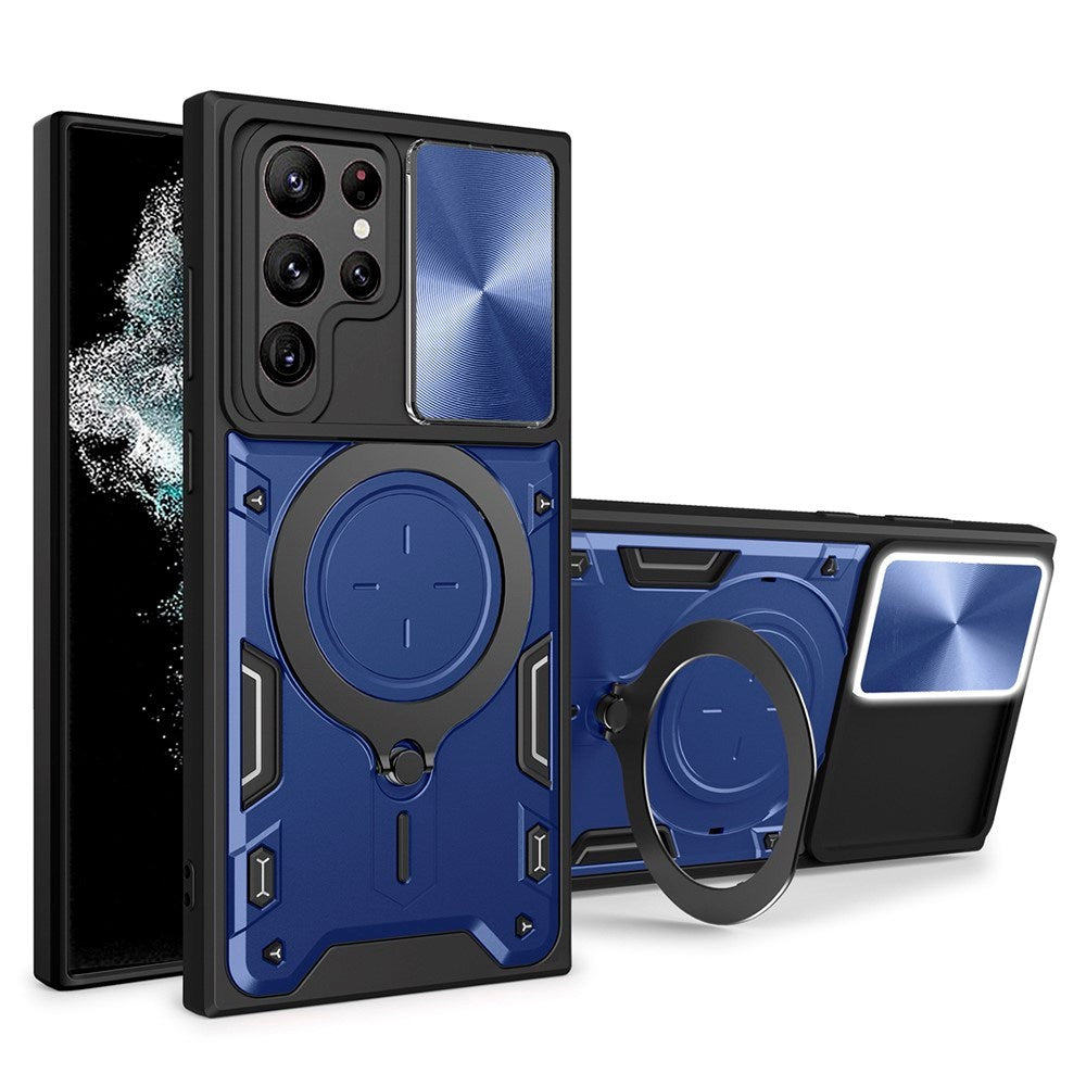 EIDERWOOD Samsung Galaxy S22 Ultra Hantverkar Skal m. Kickstand & Cam Slider - Blå