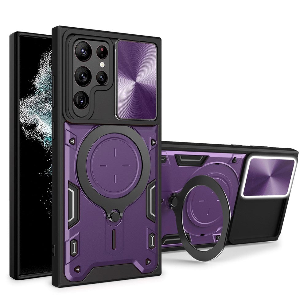 EIDERWOOD Samsung Galaxy S22 Ultra Hantverkar Skal m. Kickstand & Cam Slider - Lila