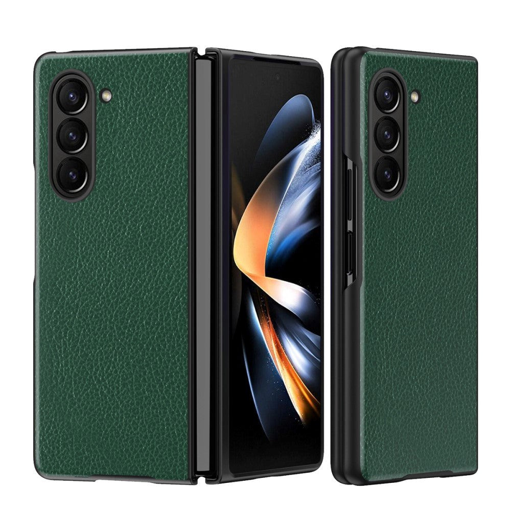 Samsung Galaxy Z Fold5 5G Litchi Konstläder Skal - Grön