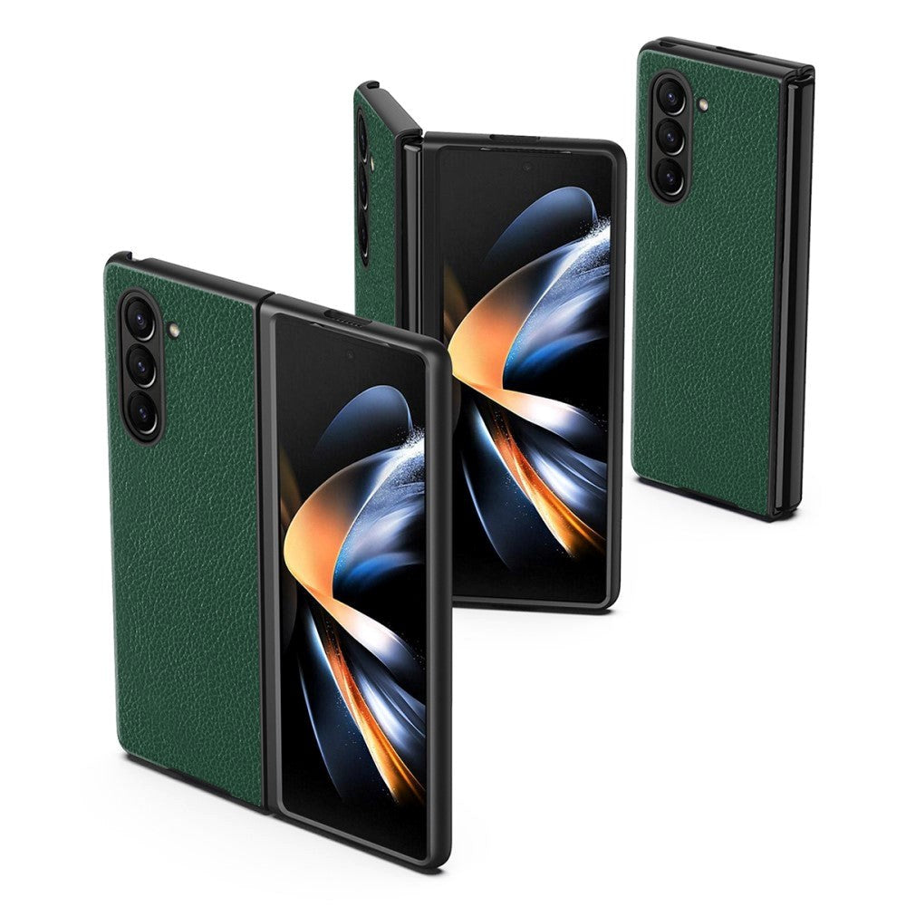 Samsung Galaxy Z Fold5 5G Litchi Konstläder Skal - Grön