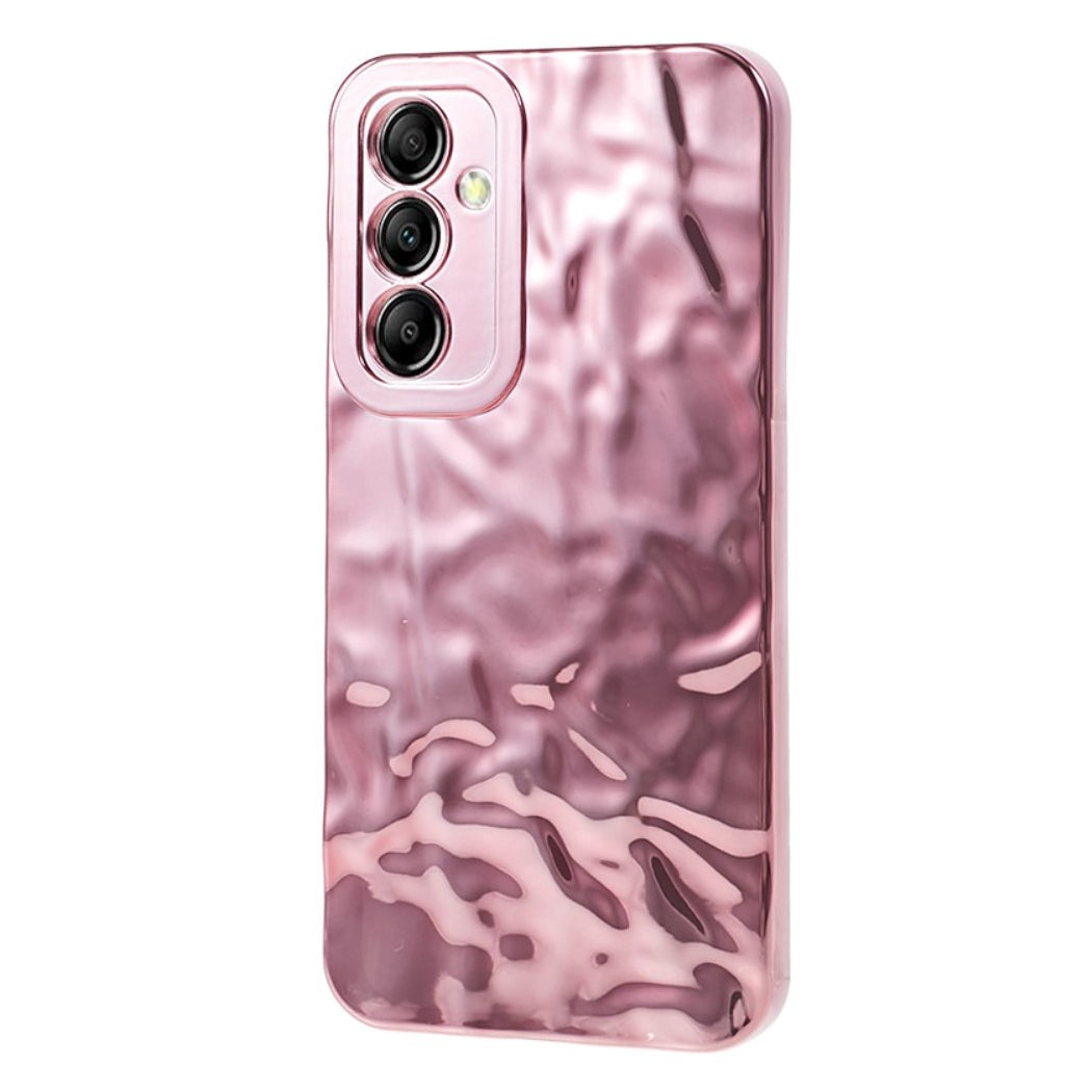 Samsung Galaxy A24 Glänsande Flexibelt Plast Skal - Vågigt Design - Rose Gold