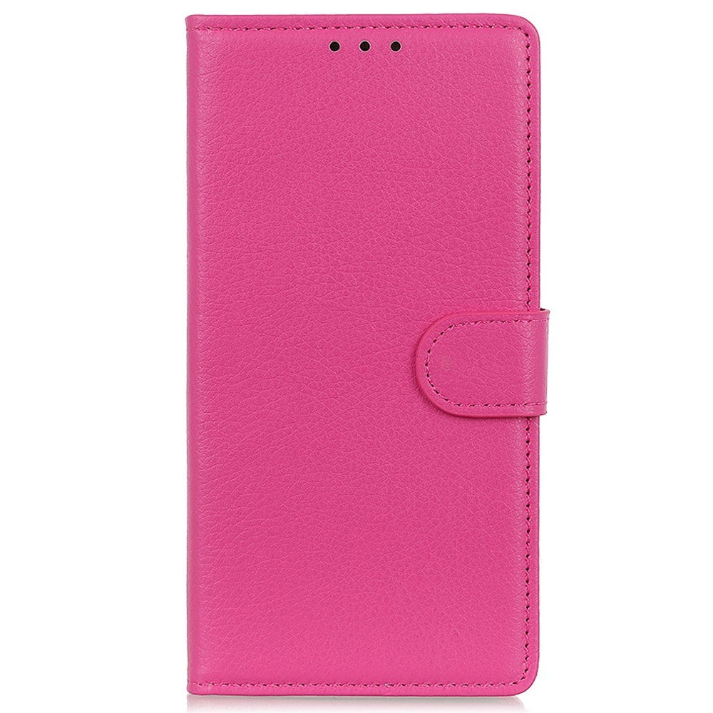 iPhone 15 Litchi Läder Plånboksfodral - Rosa