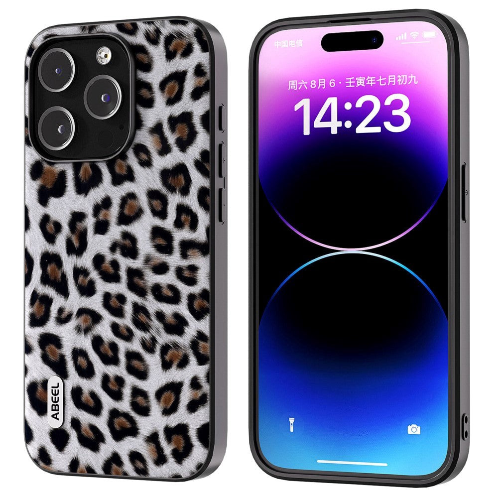 iPhone 15 Pro Max Skal Flexibel Plast - Leopardmönster - Silver