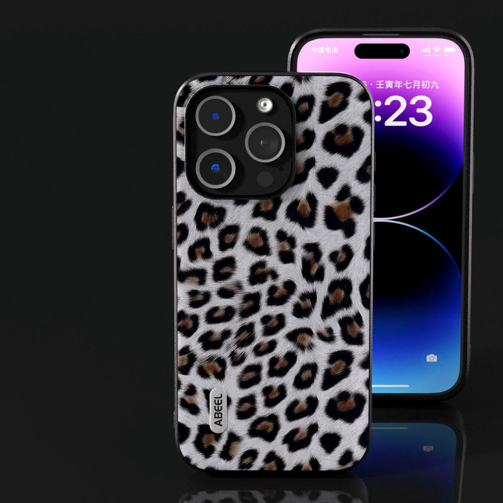 iPhone 15 Pro Max Skal Flexibel Plast - Leopardmönster - Silver