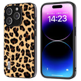 iPhone 15 Pro Max Skal Flexibel Plast - Leopardmönster - Champagne Guld