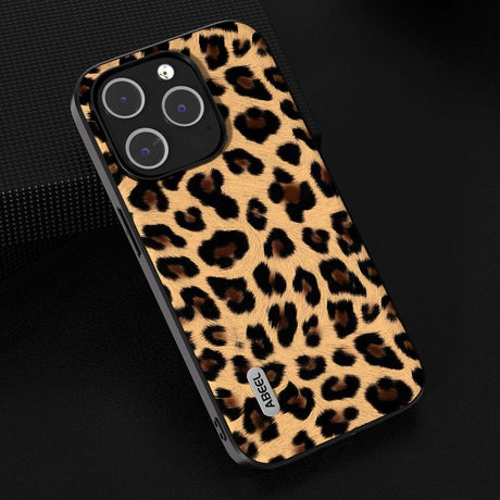 iPhone 15 Pro Max Skal Flexibel Plast - Leopardmönster - Champagne Guld