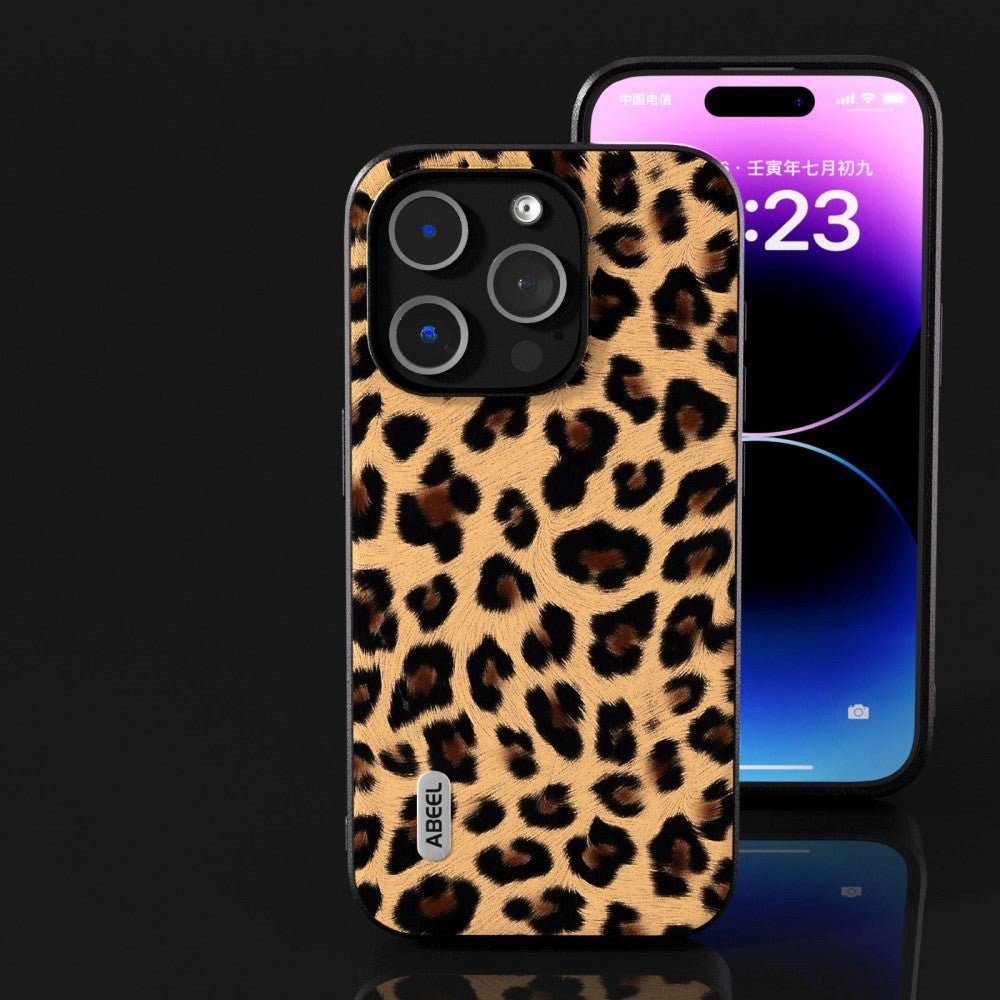 iPhone 15 Pro Max Skal Flexibel Plast - Leopardmönster - Champagne Guld