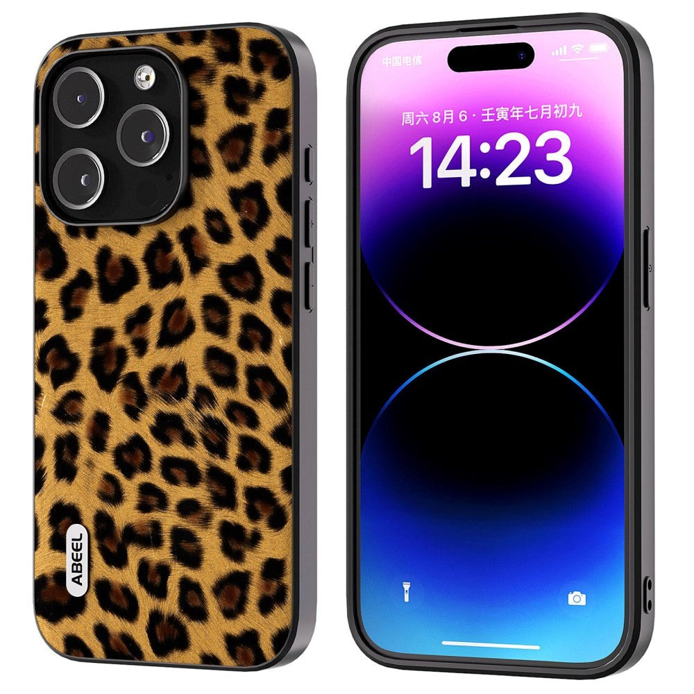 iPhone 15 Pro Max Skal Flexibel Plast - Leopardmönster - Guld