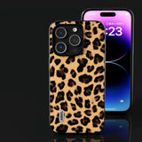 iPhone 15 Pro Skal Flexibel Plast - Leopardmönster - Champagne Guld