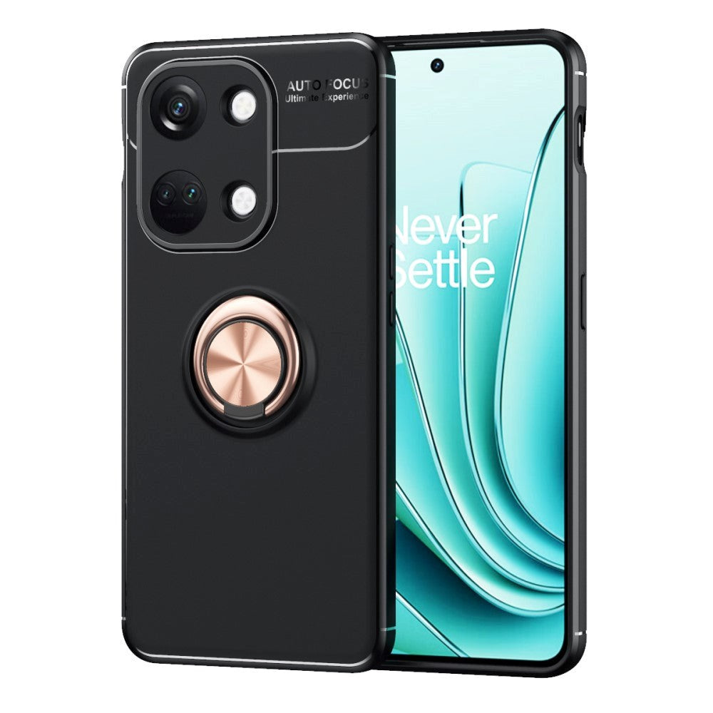 OnePlus Nord 3 (5G) Flexibelt Skal med Magnetisk Ring Stativ - Svart med Rose Gold Ring