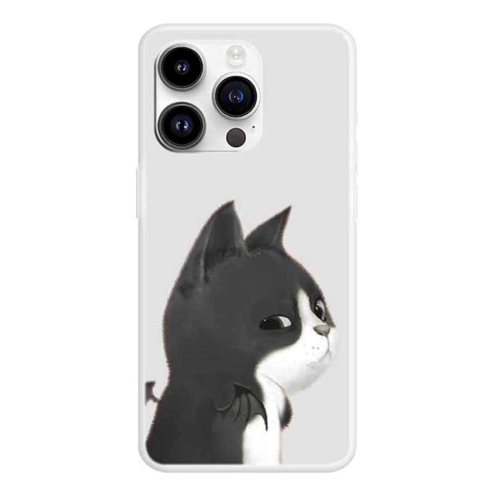 iPhone 15 Pro Flexibel Plast Skal med Tryck - Katt